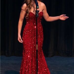 Sherri Hill Red Sequin Prom Dress